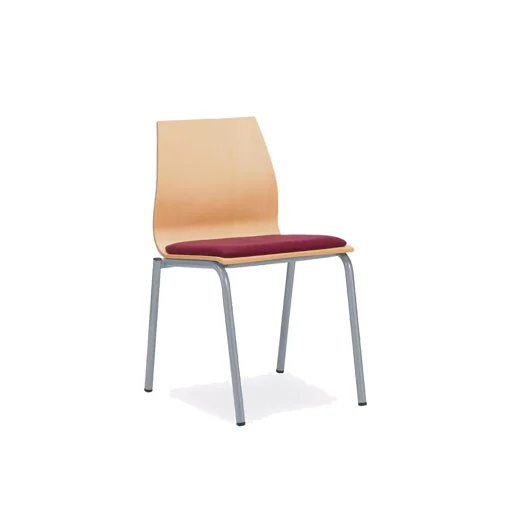 Dama - Silla 4 patas en madera sin brazos con asiento tapizado